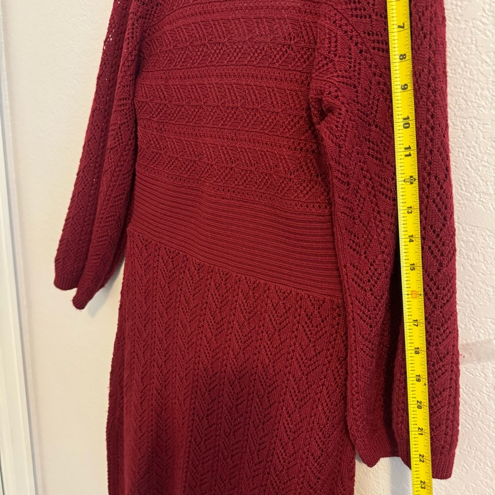 Adrianna Papell Knit 100% Merino Wool Lined Sweater Dress in Deep Red. S… - Picture 10 of 15